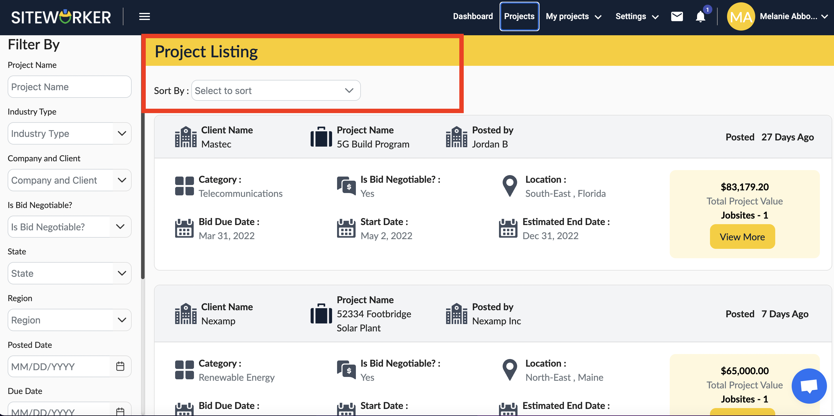  how to bid/apply on a project